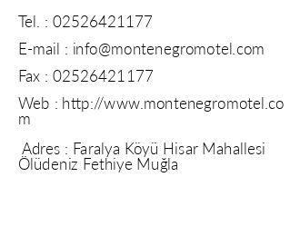 Montenegro Motel iletiim bilgileri